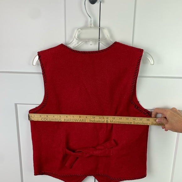 Vintage Wool Blend Vest SMALL Red White Reindeer Holiday Ugly Christmas - Picture 6 of 6